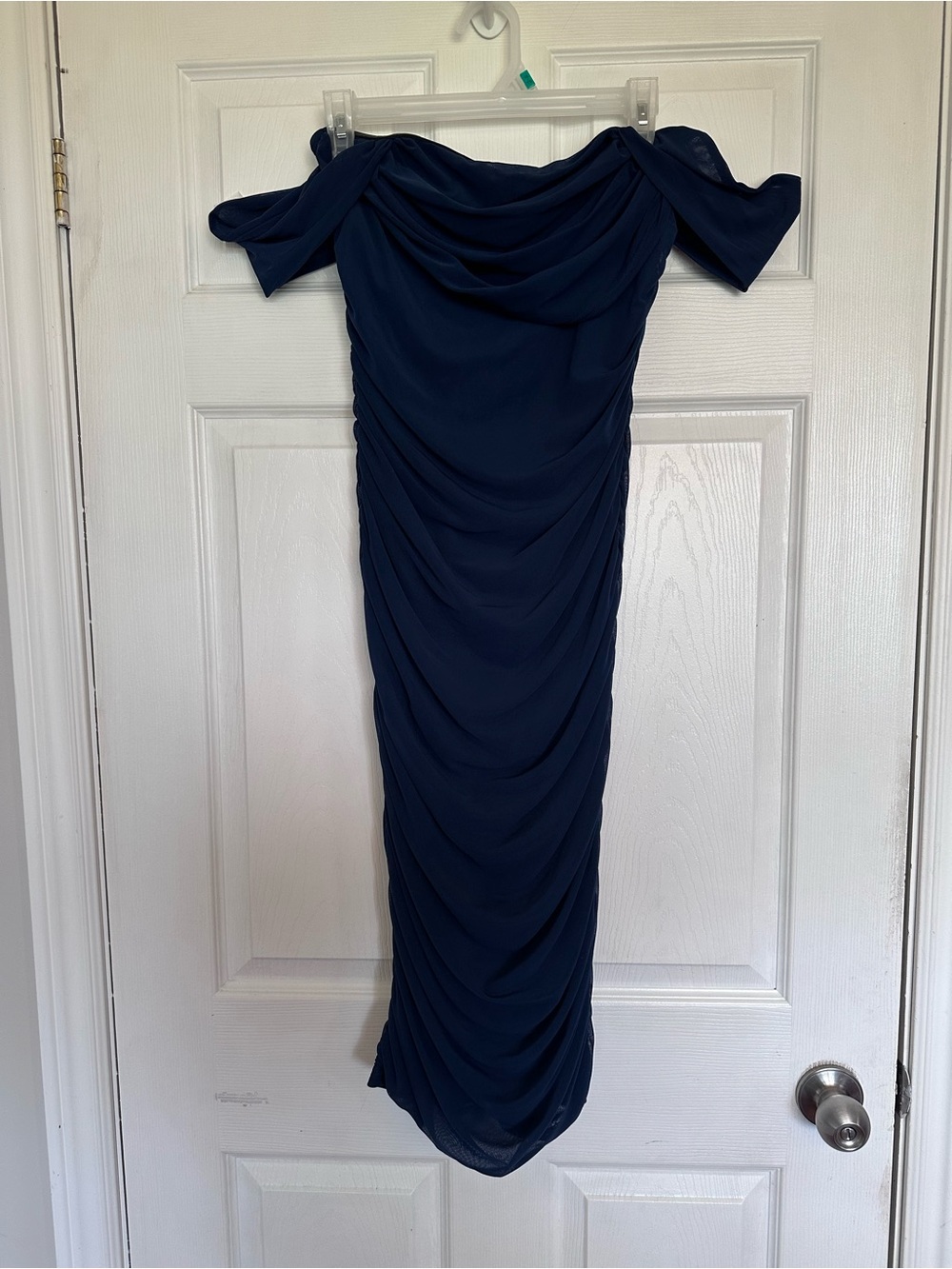 Navy Ruched Bodycon Dress - Picture 2 of 7